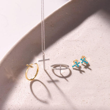 Turquoise Cross Earrings