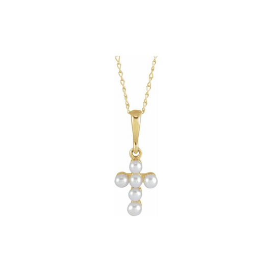 Youth Pearl Cross Necklace
