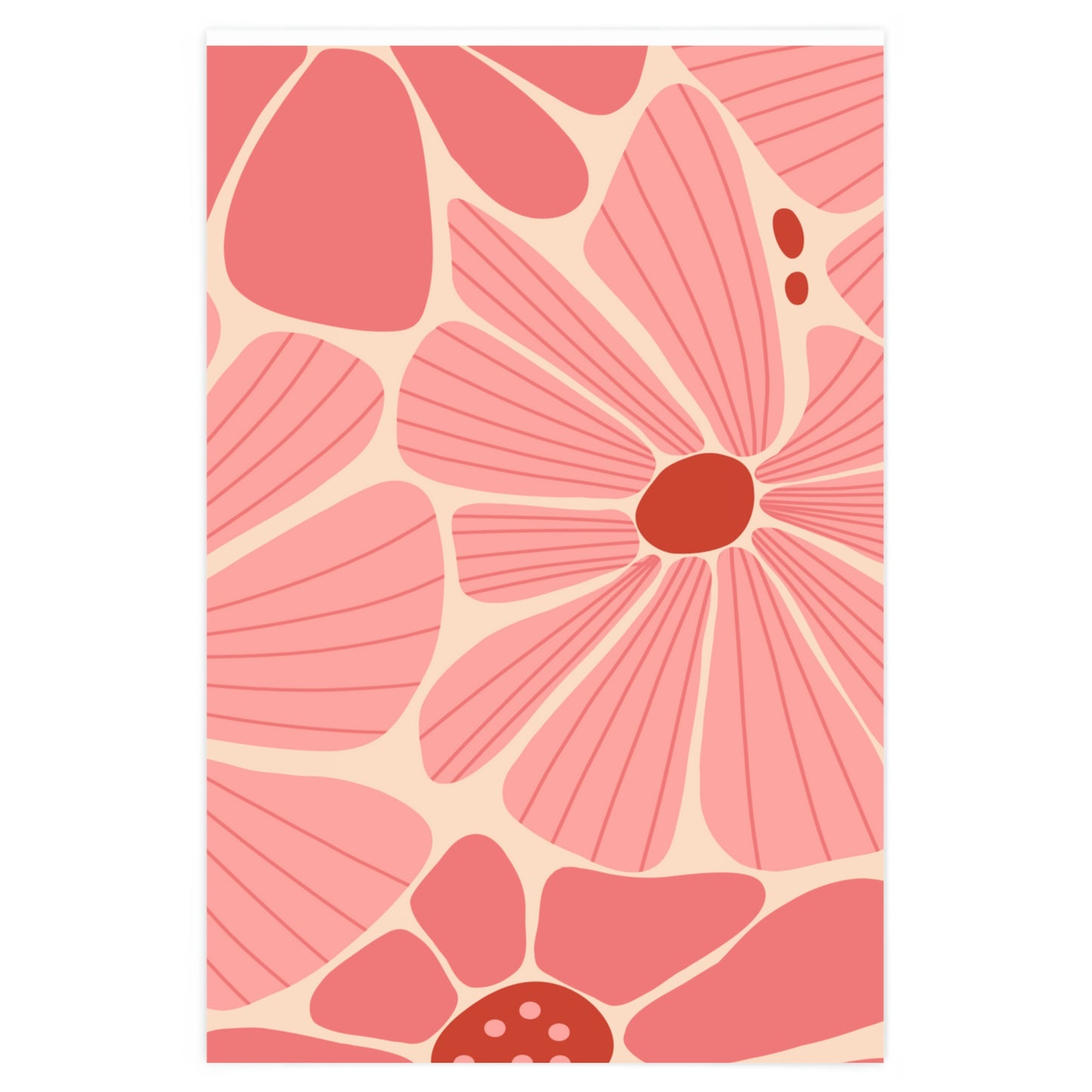 Retro Pink Floral Pattern Wrapping Paper