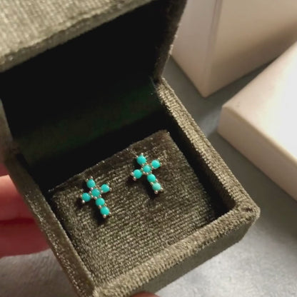 Turquoise Cross Earrings